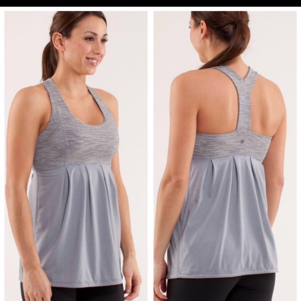Lululemon Power Dance Tank Heathered Fossil / Wee Are From Space Coal Fo…